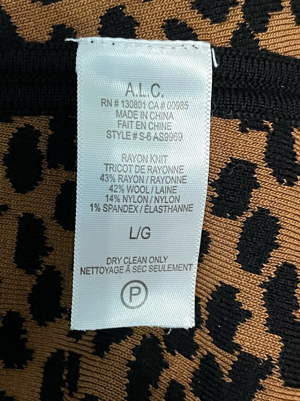 A.L.C. Leopard Print Knit Fit & Flare Mini Dress Black Brown Size Large - Picture 11 of 11